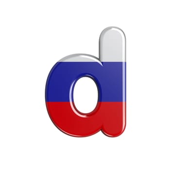 Russia letter D - Small 3d russian flag font isolated on white background. This alphabet is perfect for creative illustrations related but not limited to Russia, communism, Moscow...