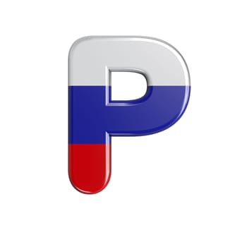 Russia letter P - Capital 3d russian flag font isolated on white background. This alphabet is perfect for creative illustrations related but not limited to Russia, communism, Moscow...