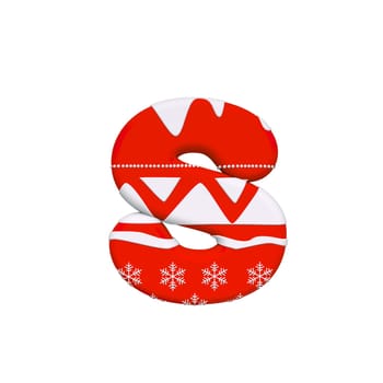 Christmas letter S - Lower-case 3d Xmas font isolated on white background. This alphabet is perfect for creative illustrations related but not limited to Celebration, Santa Claus, Winter...