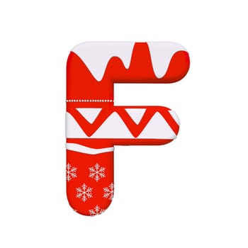 Christmas letter F - Capital 3d Xmas font isolated on white background. This alphabet is perfect for creative illustrations related but not limited to Celebration, Santa Claus, Winter...