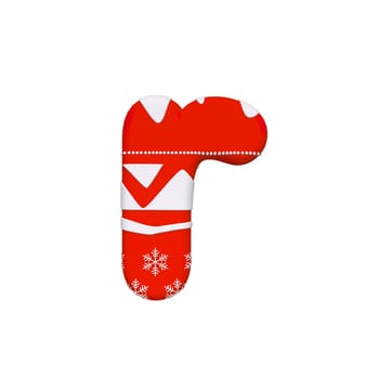 Christmas letter R - Small 3d Xmas font isolated on white background. This alphabet is perfect for creative illustrations related but not limited to Celebration, Santa Claus, Winter...