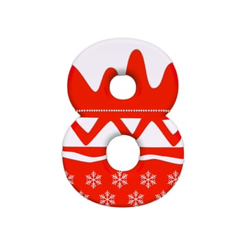 Christmas number 8 - 3d Xmas digit isolated on white background. This alphabet is perfect for creative illustrations related but not limited to Celebration, Santa Claus, Winter...