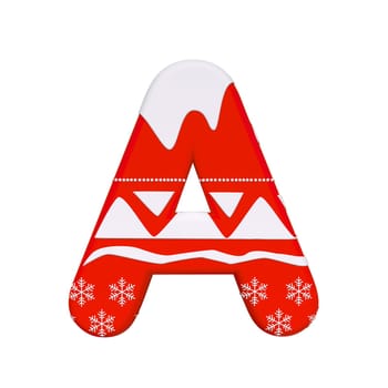 Christmas letter A - Capital 3d Xmas font isolated on white background. This alphabet is perfect for creative illustrations related but not limited to Celebration, Santa Claus, Winter...