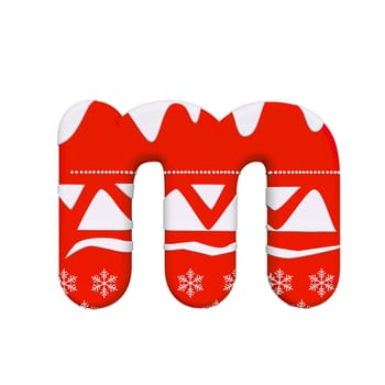 Christmas letter M - Small 3d Xmas font isolated on white background. This alphabet is perfect for creative illustrations related but not limited to Celebration, Santa Claus, Winter...