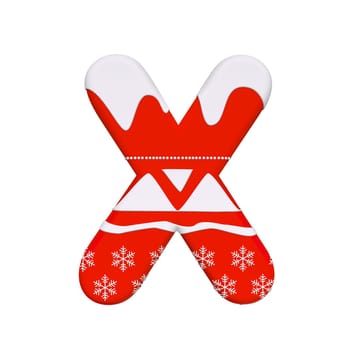 Christmas letter X - Capital 3d Xmas font isolated on white background. This alphabet is perfect for creative illustrations related but not limited to Celebration, Santa Claus, Winter...