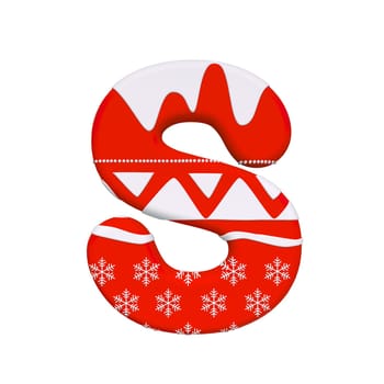 Christmas letter S - Capital 3d Xmas font isolated on white background. This alphabet is perfect for creative illustrations related but not limited to Celebration, Santa Claus, Winter...