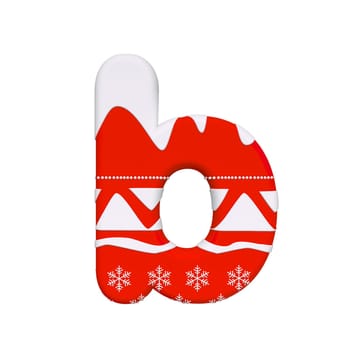 Christmas letter B - Small 3d Xmas font isolated on white background. This alphabet is perfect for creative illustrations related but not limited to Celebration, Santa Claus, Winter...