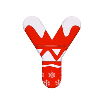 Christmas letter Y - large 3d Xmas font isolated on white background. This alphabet is perfect for creative illustrations related but not limited to Celebration, Santa Claus, Winter...