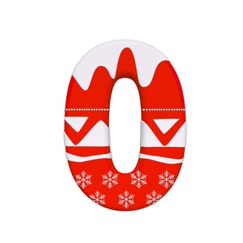 Christmas number 0 - 3d Xmas digit isolated on white background. This alphabet is perfect for creative illustrations related but not limited to Celebration, Santa Claus, Winter...