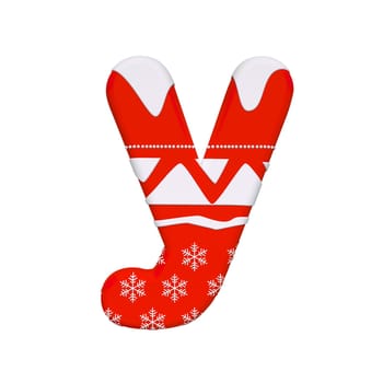 Christmas letter Y - Small 3d Xmas font isolated on white background. This alphabet is perfect for creative illustrations related but not limited to Celebration, Santa Claus, Winter...