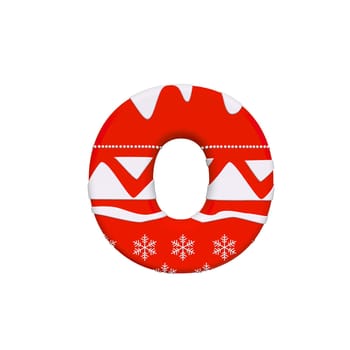 Christmas letter O - Lowercase 3d Xmas font isolated on white background. This alphabet is perfect for creative illustrations related but not limited to Celebration, Santa Claus, Winter...