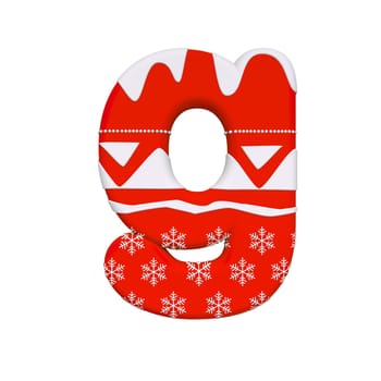 Christmas letter G - Lowercase 3d Xmas font isolated on white background. This alphabet is perfect for creative illustrations related but not limited to Celebration, Santa Claus, Winter...