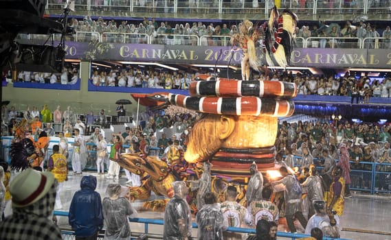 Rio de Janeiro, Brasil- February 29, 2020: Brazilians celebrate at a carnival  party. It's raining