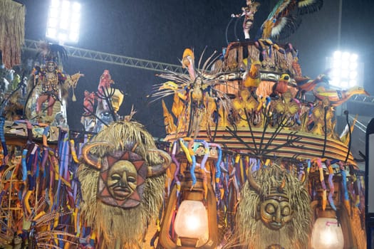 Rio de Janeiro, Brasil- February 29, 2020: Brazilians celebrate at a carnival  party. It's raining