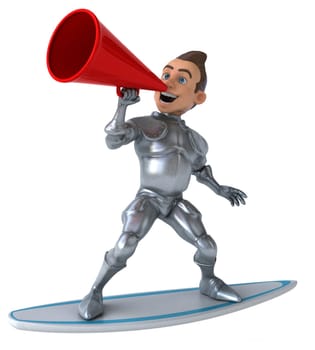 Fun 3D cartoon knight surfing
