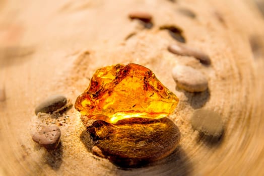 Amber on a beach of the Baltic Sea.