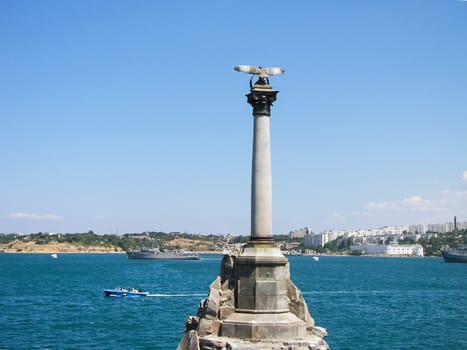 The stone-flowered ship is a monument in Sevastopol, an architectural symbol of the city, installed near the Primorsky Boulevard near Akhimov Square