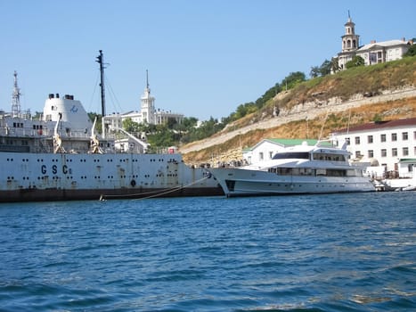 Republic of Crimea, Sevastopol - July 28, 2019: Vessels in the port of Sevastopol.