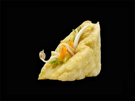 Malay cuisine or Stuffed Tofu called Tauhu sumbat on black background