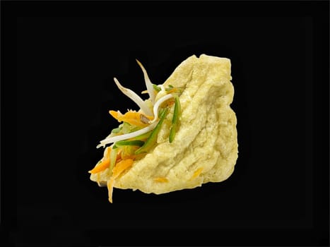Malay cuisine or Stuffed Tofu called Tauhu sumbat on black background