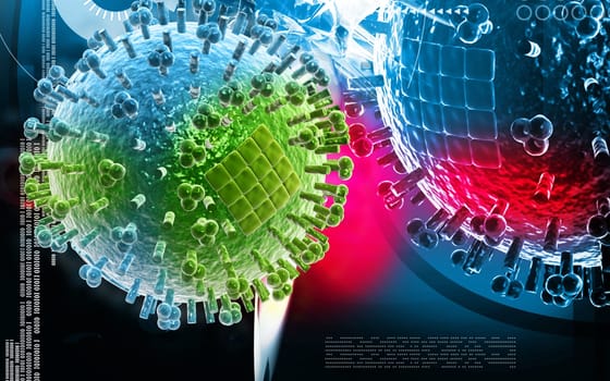 Digital illustration of avian virus in colour background