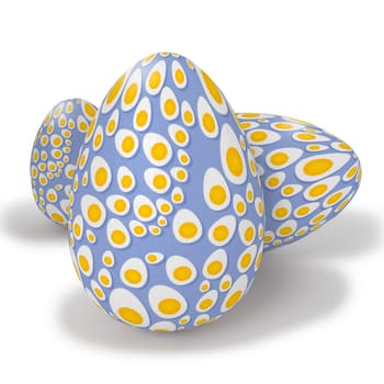 Painted Easter egg with egg and egg yolk