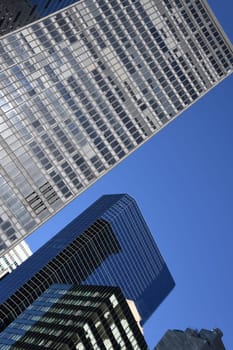 Modern skyscrapers in the Financial District of New York in Lower Manhattan.