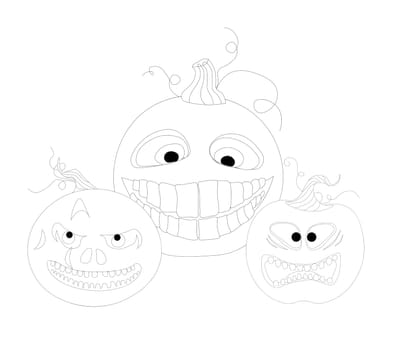 Halloween coloring book. Funny pumpkin on a white background. Children s coloring