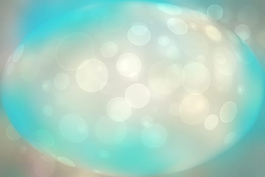 Abstract gradient of light blue turquoise gray background texture in shape of ellipse with glowing circular bokeh lights. Beautiful colorful spring or summer backdrop.