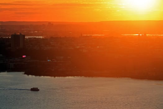 Red sunset view over the New Jersey and Hudson river