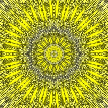 Indian vintage ornamental mandala. Arabesque in yellow sun colors