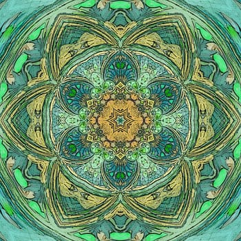 arabesque mandala, floral mandala in teal color, oriental geometric tile