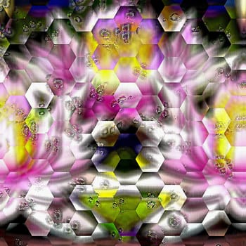 abstract hexagonal background texture with colorful symmetrical shapes