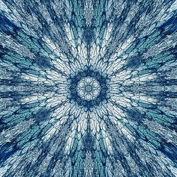 Mandala pattern. Watercolor russian blue ethnic background. Watercolor circle.