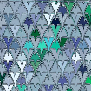 Fantastic abstract leaves continuous texture, foliage continuous triangles background.