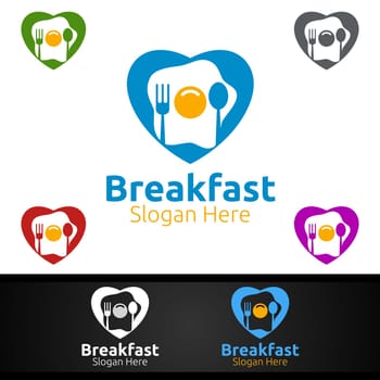 Fast Food Breakfast Delivery Service Logo for Restaurant, Cafe or Online Catering Delivery Design