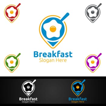 Fast Food Breakfast Delivery Service Logo for Restaurant, Cafe or Online Catering Delivery Design