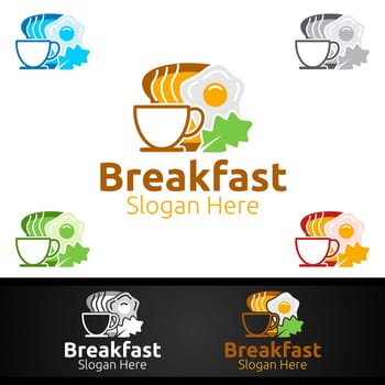 Fast Food Breakfast Delivery Service Logo for Restaurant, Cafe or Online Catering Delivery Design
