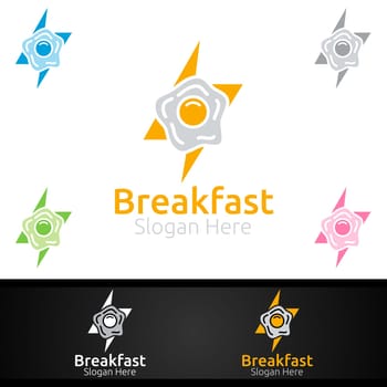 Fast Food Breakfast Delivery Service Logo for Restaurant, Cafe or Online Catering Delivery Design