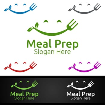 Meal Prep Healthy Food Logo for Restaurant, Cafe or Online Catering Delivery Design