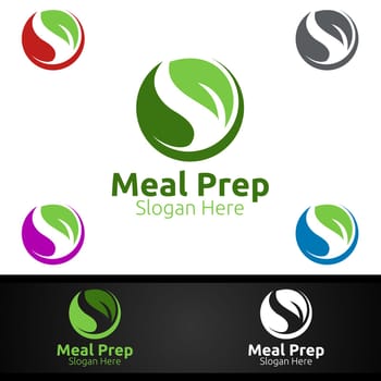 Meal Prep Healthy Food Logo for Restaurant, Cafe or Online Catering Delivery Design