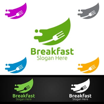Breakfast Fast Food Delivery Service Logo for Restaurant, Cafe or Online Catering Delivery Design