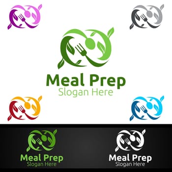 Meal Prep Healthy Food Logo for Restaurant, Cafe or Online Catering Delivery Design