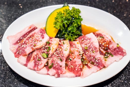 Raw premium wagyu beef meat for japanese yakiniku