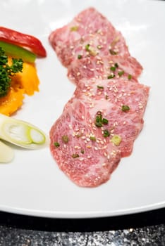Raw premium wagyu beef meat for japanese yakiniku