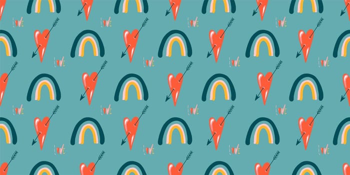 A poster for lovers. Spring blue seamless pattern. Valentine's day concept.