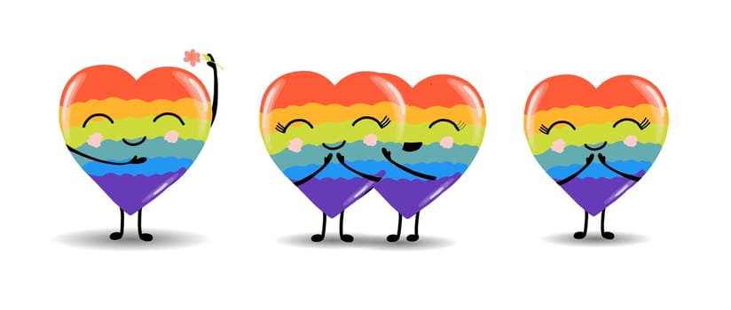 Gay Pride. LGBT concept. Cartoon vector colorful illustration. Valentine's Day. Rainbow heart. Lesbian-gay-bisexual-transgender. Rainbow love concept. Vector illustration