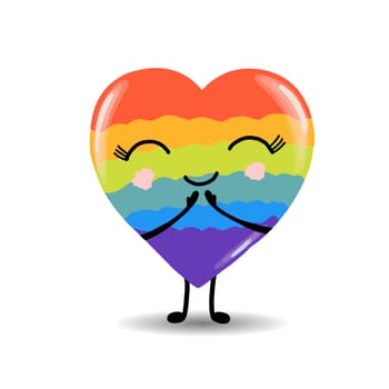 Gay Pride. LGBT concept. Cartoon vector colorful illustration. Valentine's Day. Rainbow heart. Lesbian-gay-bisexual-transgender. Rainbow love concept. Vector illustration