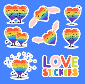 LOVE LGBT STICKERS. Valentine's Day. Relationships and love. Romantic stickers.