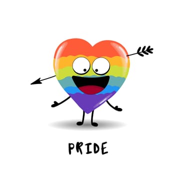 Gay Pride. LGBT concept. Cartoon vector colorful illustration. Valentine's Day. Rainbow heart. Lesbian-gay-bisexual-transgender. Rainbow love concept. Vector illustration